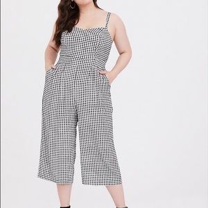 Black & White Gingham Culotte Jumpsuit Torrid NWT